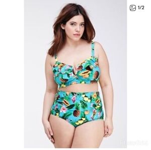 Forever 21+ Plus Sizd Blue Floral Bikini Set Size 2X